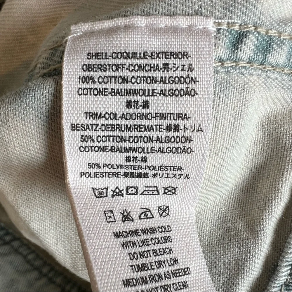 Free People Womens Baja Jean Jacket Trash White Wash Denim Sz 6 Distressed